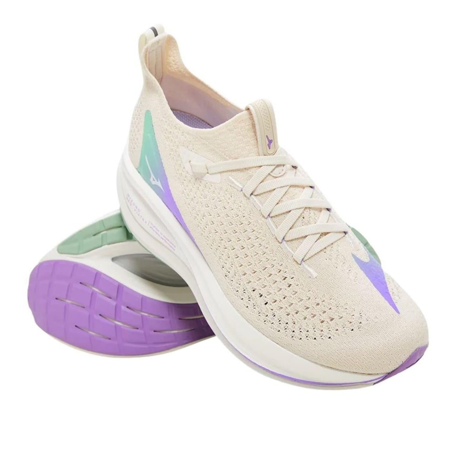 Tênis de corrida Mizuno Neo Vista 2 feminino branco com detalhes verde e roxo