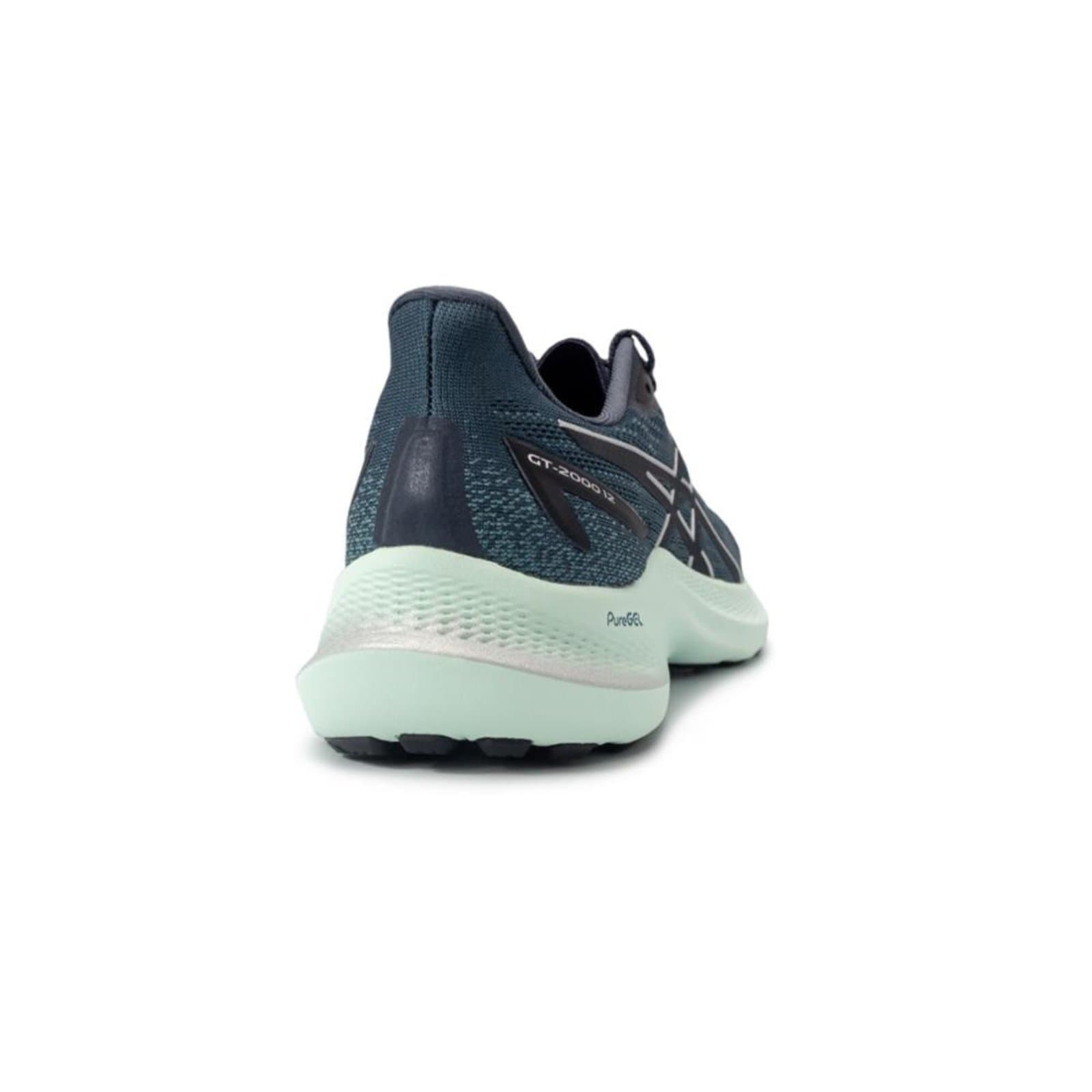 Tênis Asics GT-2000 12 feminino azul e verde, com tecnologia PureGEL.