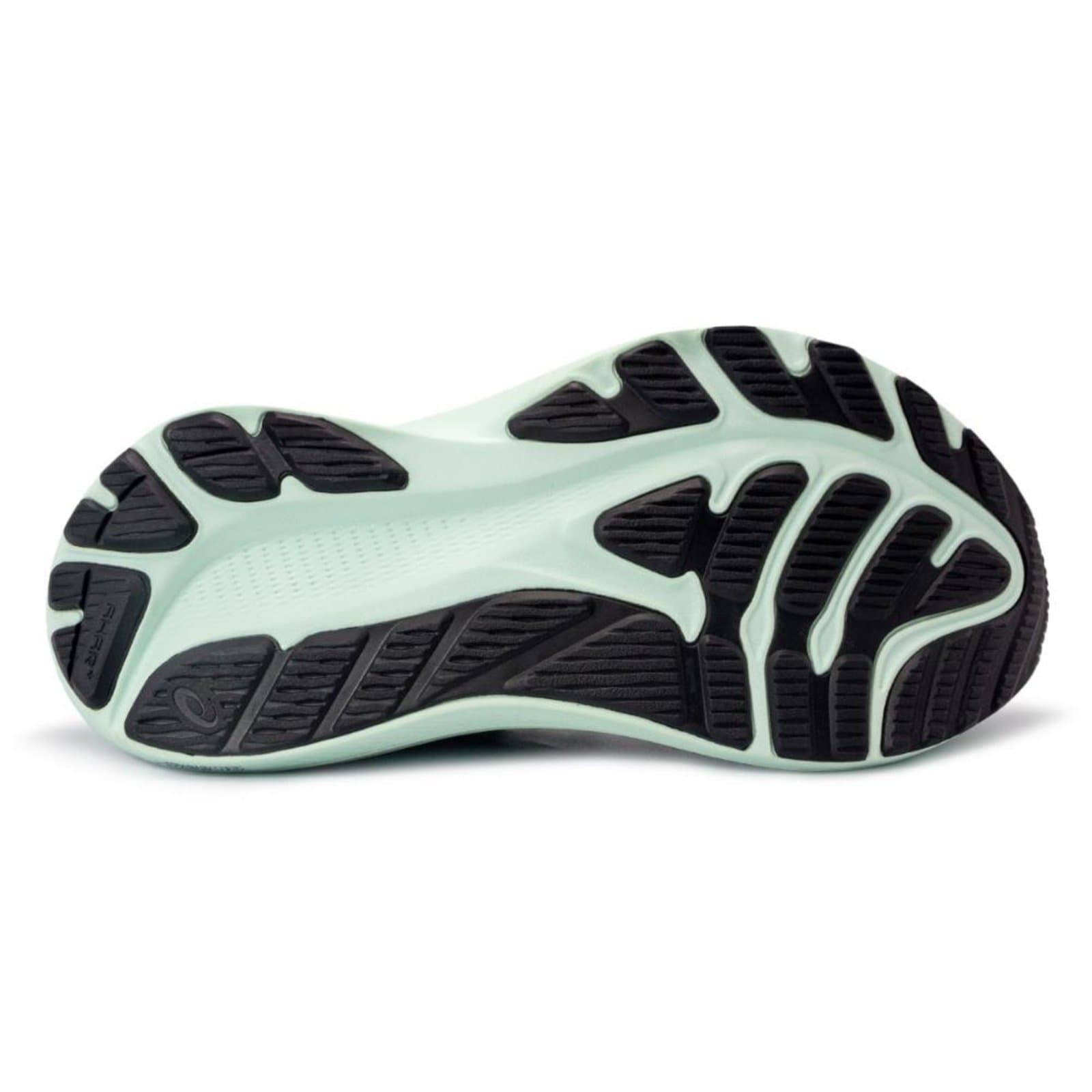 Sola do tênis Asics GT-2000 12 feminino azul e verde, com design anatômico.