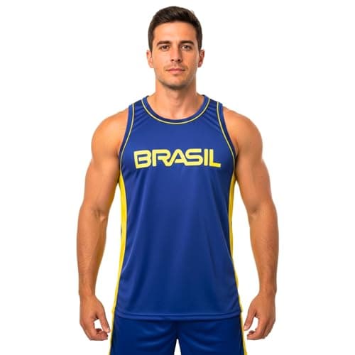 Camisa Regata Masculina Esportiva Treino Academia Esportes Dia-a-Dia Camiseta DryFit (BR, Alfa, M, Regular, Brasil Azul)