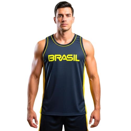 Camisa Regata Masculina Esportiva Treino Academia Esportes Dia-a-Dia Camiseta DryFit (BR, Alfa, M, Regular, Brasil Preto)
