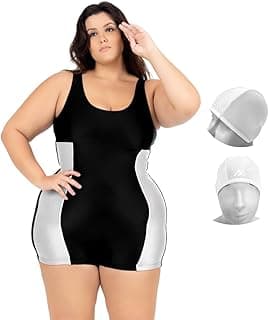 MA Moda Praia Maiô Plus Size Feminino Com Perninha Sem Bojo Todo Forrado Natação Praia Piscina Hidroterapia