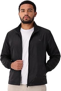 OGOCHI Jaqueta Masculina Corta-Vento, Preta, Leve, Casual e Esportiva, com Zíper, com Bolso, Slim