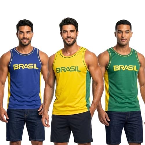 Kit 3 Regatas Masculina Brasil Academia Fitness Treino Camiseta Regata Esportiva Leve e Respirável (BR, Alfa, M, Regular, 3 Regatas Sortidas Brasil)