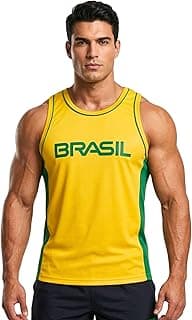 Genérico Regata Masculina Brasil Academia Fitness Treino Camiseta Regata Esportiva Leve Confortável