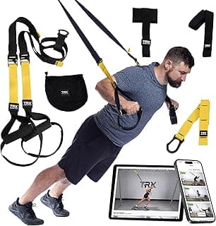 TRX Sistema de treinamento de suspensão multifuncional para musculação, cardio, treinamento cruzado e treinamento de resistência, exercícios de corpo inteiro para casa, viagens e ao ar livre, inclui